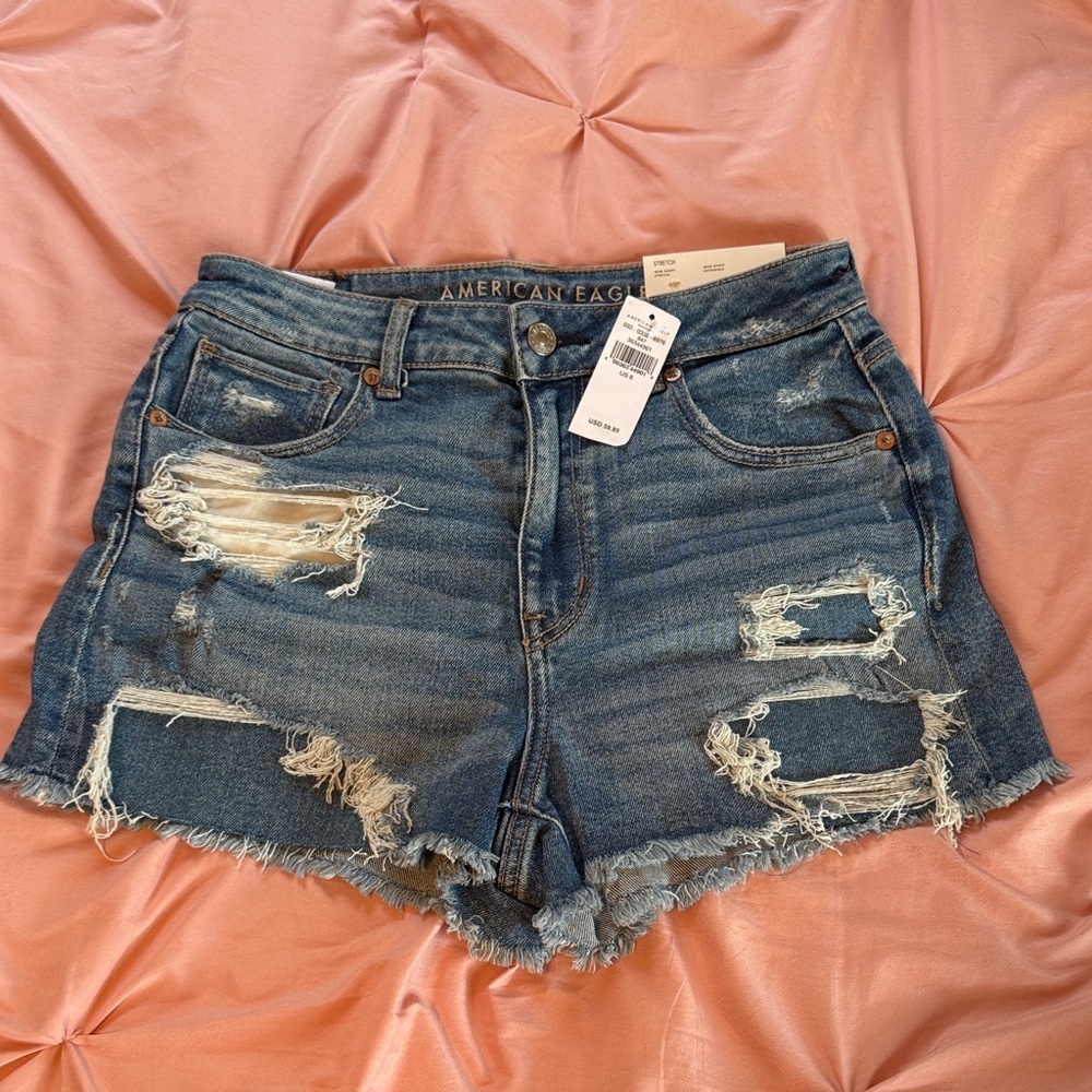 American Eagle Outfitters Ripped Jean Shorts - Blue & NEW